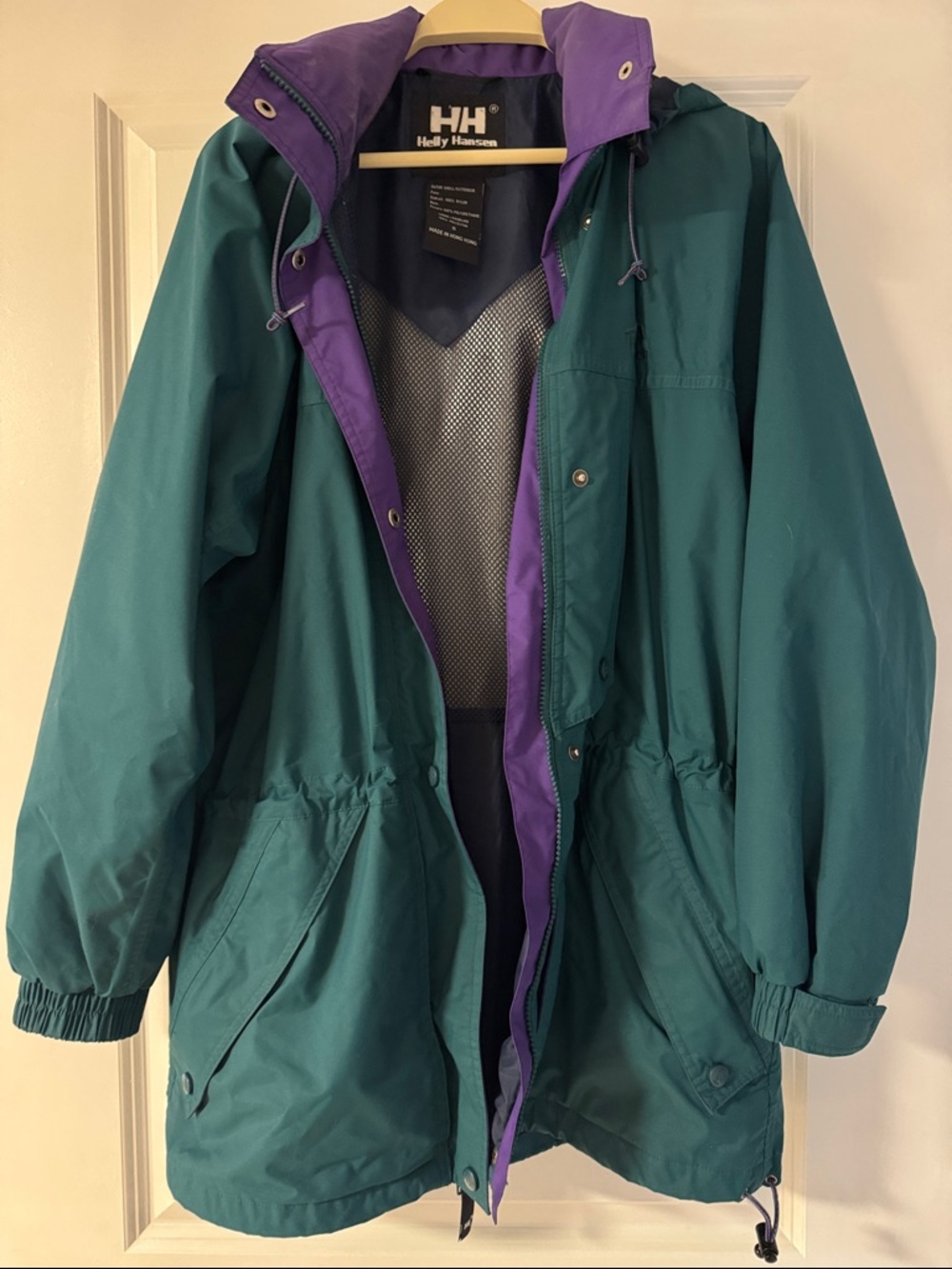 Vintage Helly Hansen Teal Jacket with Purple Lining Accents